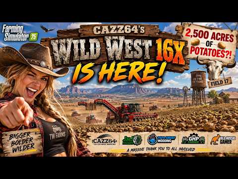 IT'S HERE! 🤠 Cazz64's WILD WEST 16X Has Arrived in FS25! YouTube thumbnail