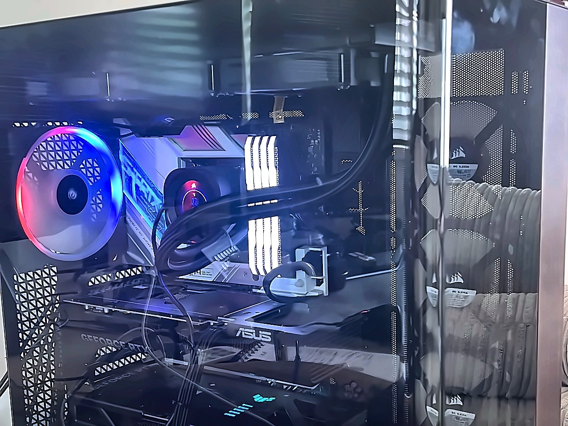 TW Farms Antec C8 workstation with dual ASUS TUF GeForce RTX graphics cards